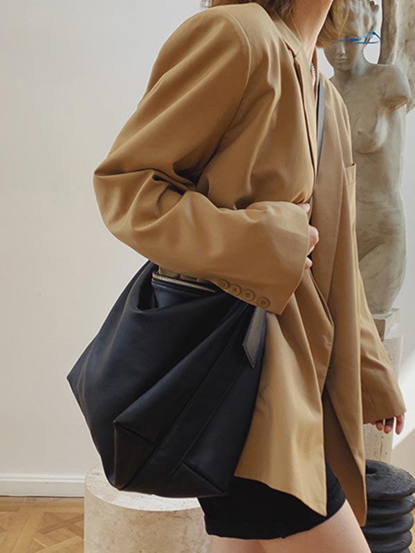Women's Daily Solid Color Large Capacity Slouchy Shoulder Bag