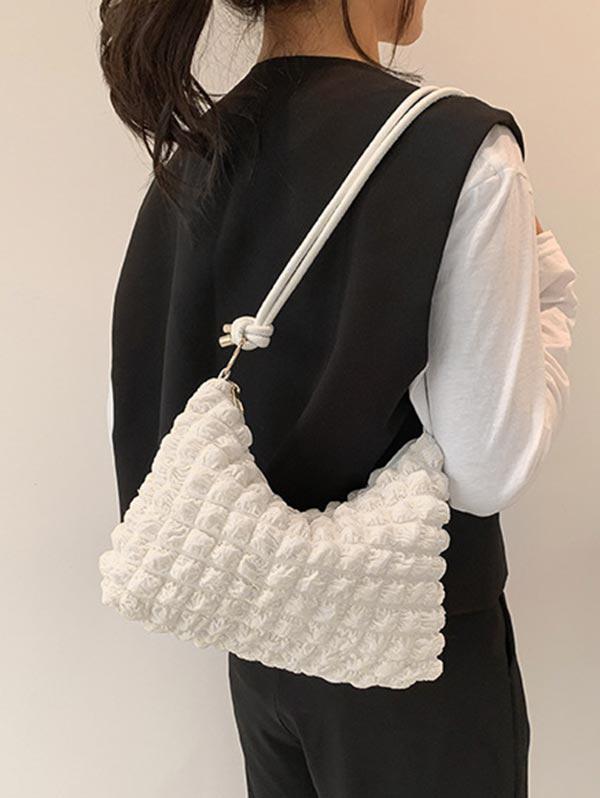 Women's Wrinkle Puffer Quilted Solid Color Shoulder Bag