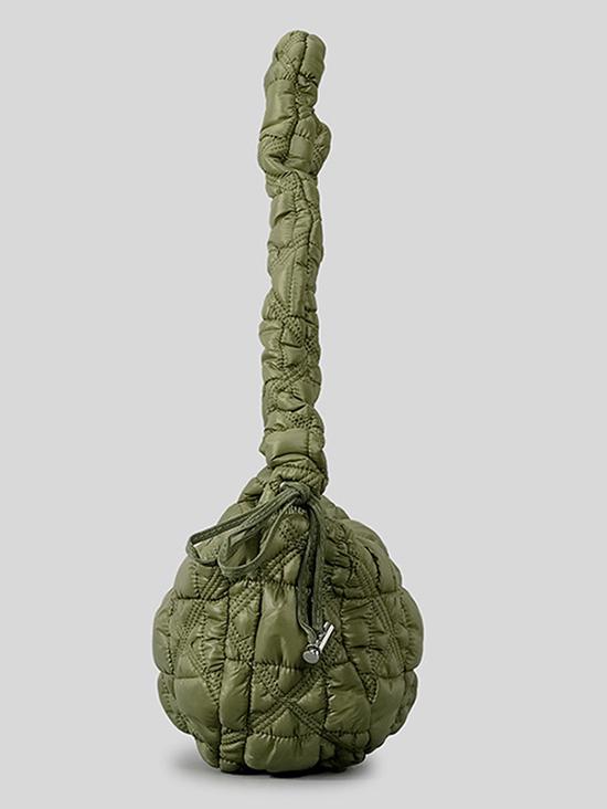 Women's Solid Color Argyle Quilted Puffer Drawstring Design Hobo Bag