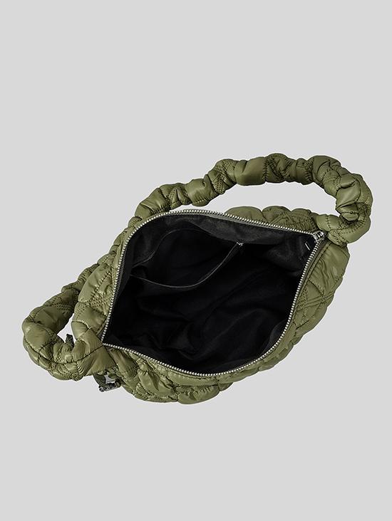 Women's Solid Color Argyle Quilted Puffer Drawstring Design Hobo Bag