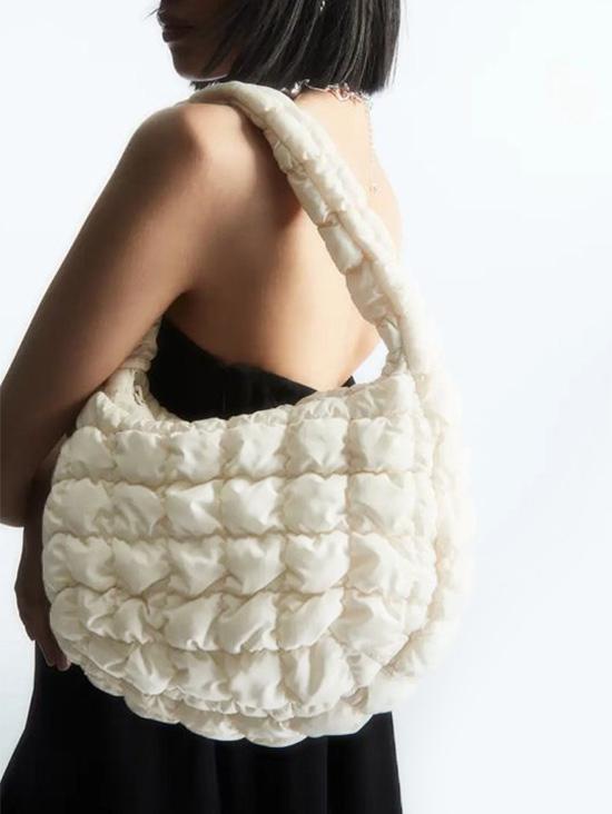 Women's Daily Solid Color Bubble Textured Quilted Puffer Design Shoulder Bag