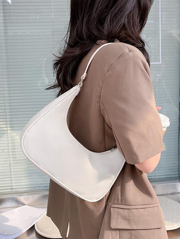 Women's Classic Minimalist Style Candy Color Half Moon Underarm Croissant Shoulder Bag