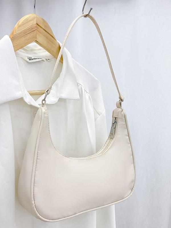 Women's Classic Minimalist Style Candy Color Half Moon Underarm Croissant Shoulder Bag