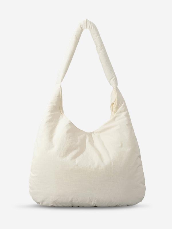 Women's Simple Style Plain Color Large Capacity Outdoor Fitness Underarm Puffer Shoulder Bag