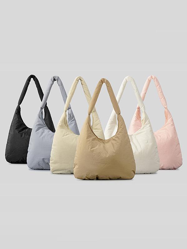 Women's Simple Style Plain Color Large Capacity Outdoor Fitness Underarm Puffer Shoulder Bag