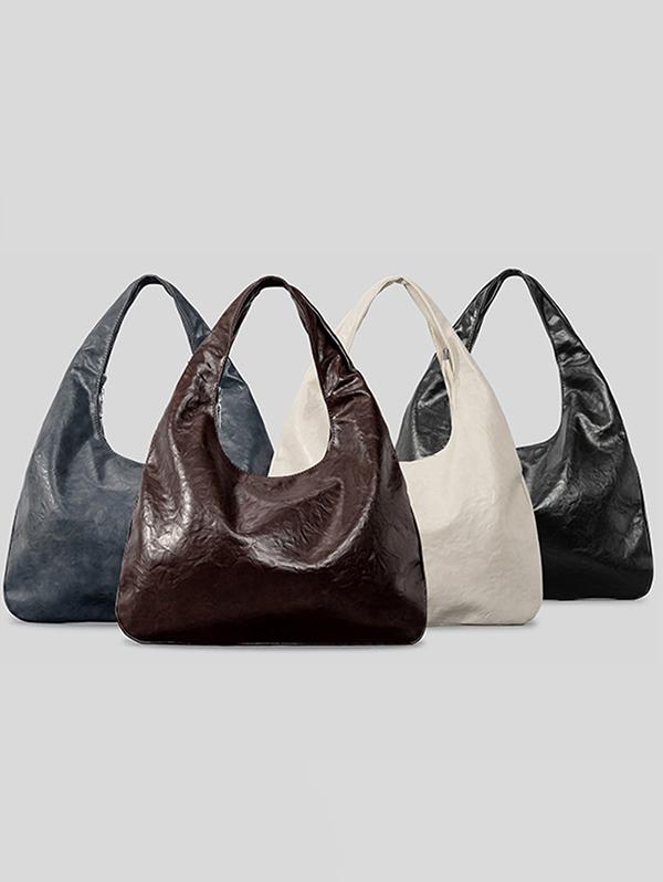 Women's Casual Solid Color Embossed Dumpling Tote Bag