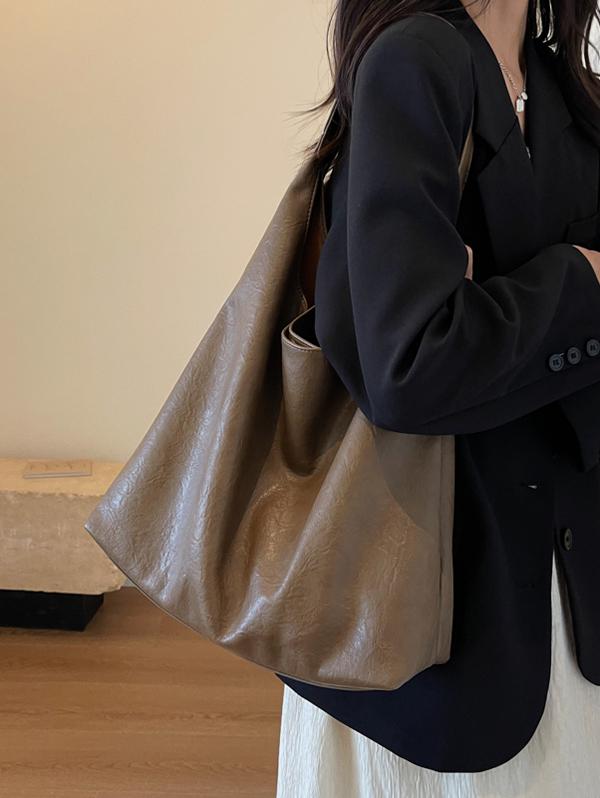Women's Daily Casual Solid Color Slouchy Tote Shoulder Bag