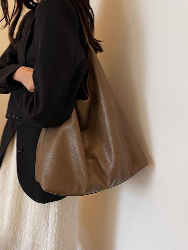 Women's Daily Casual Solid Color Slouchy Tote Shoulder Bag