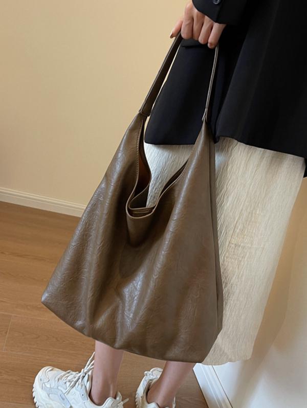 Women's Daily Casual Solid Color Slouchy Tote Shoulder Bag