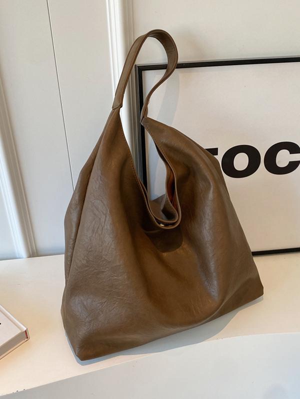 Women's Daily Casual Solid Color Slouchy Tote Shoulder Bag