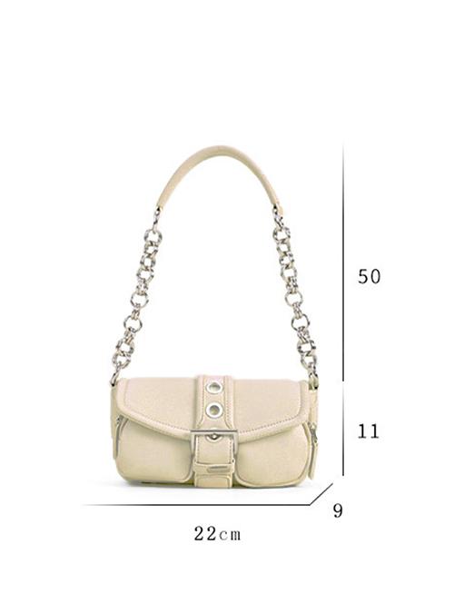 Retro Solid Color Circular Ring Design Chain Shoulder Bag