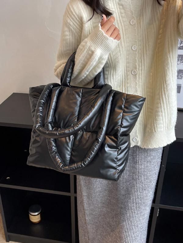 Large Quilted Puffer Shoulder Bag