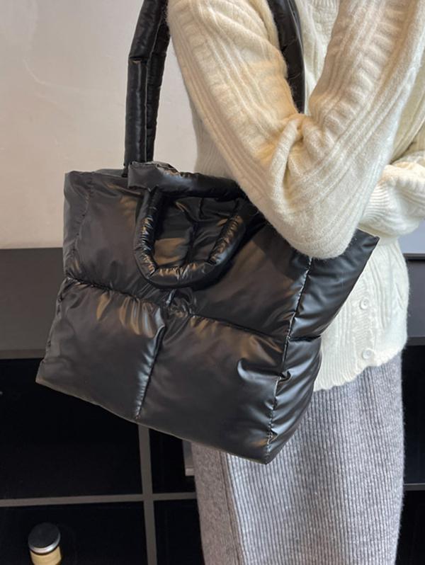 Large Quilted Puffer Shoulder Bag