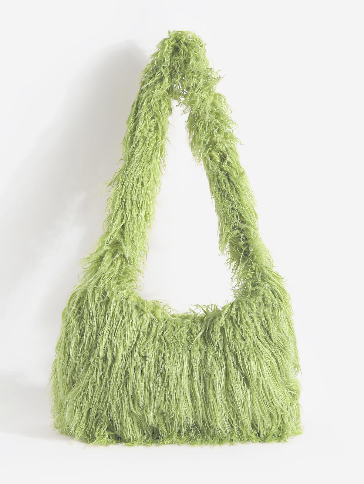 Women's Daily Streetwear Y2K Fluffy Fuzzy Furry Textured Faux Fur Large Capacity Crossbody Shoulder Bag