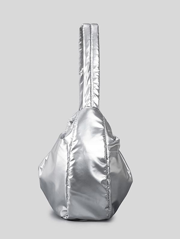 Women's Daily Metallic Solid Color Ruched Design Clouds Style Dumpling Shaped Underarm Shoulder Bag