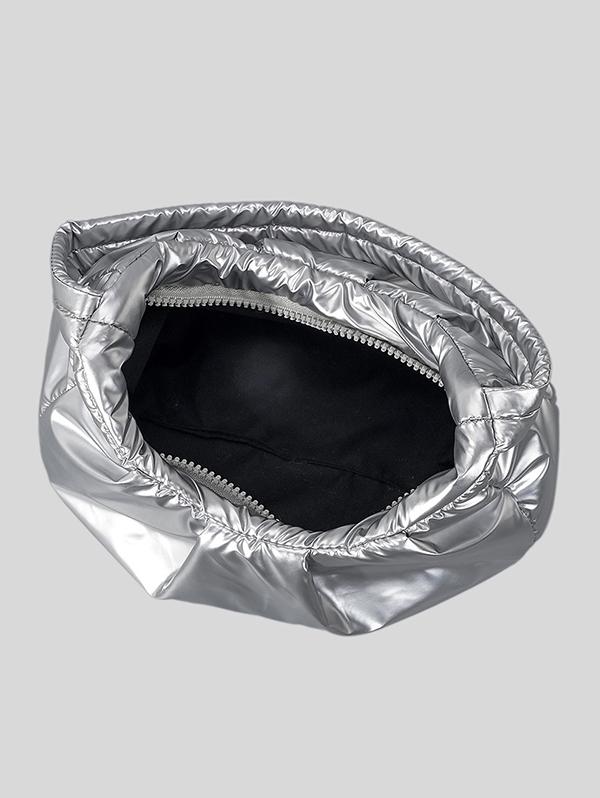 Women's Daily Metallic Solid Color Ruched Design Clouds Style Dumpling Shaped Underarm Shoulder Bag
