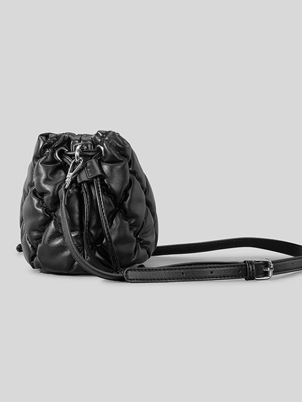 Women's Solid Color Argyle Quilted Pineapple Shape Drawstring Crossbody Bag