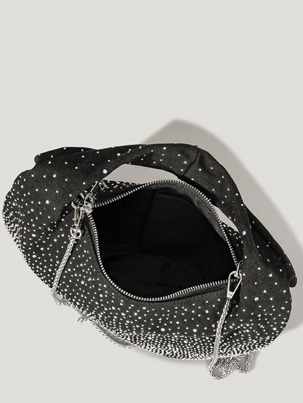 Women's Retro Style Sparkly Shimmery Shine Rhinestones Decor Party Cocktail Prom Eveing Metal Chain Clutches Handbag