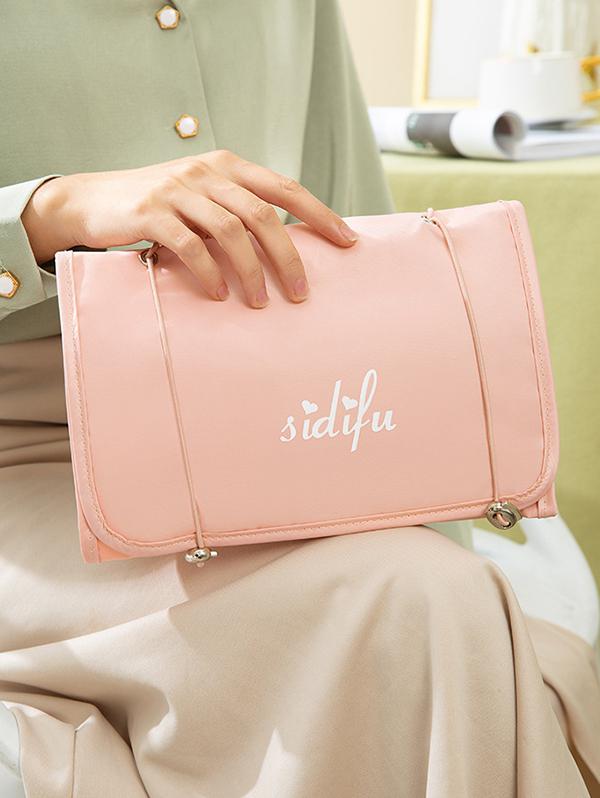 Women's Multi-functions Portable Outdoor Waterproof Letter Heart Print Detachable Travel Cosmetic Bag