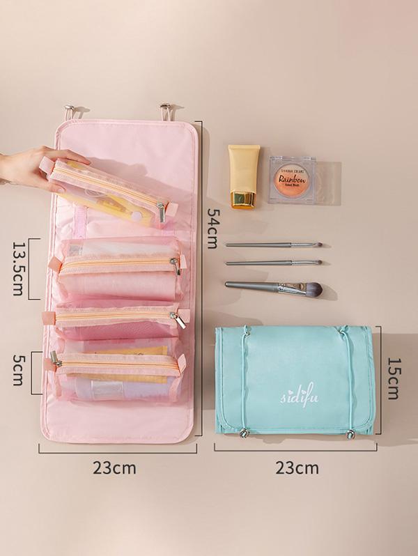 Women's Multi-functions Portable Outdoor Waterproof Letter Heart Print Detachable Travel Cosmetic Bag