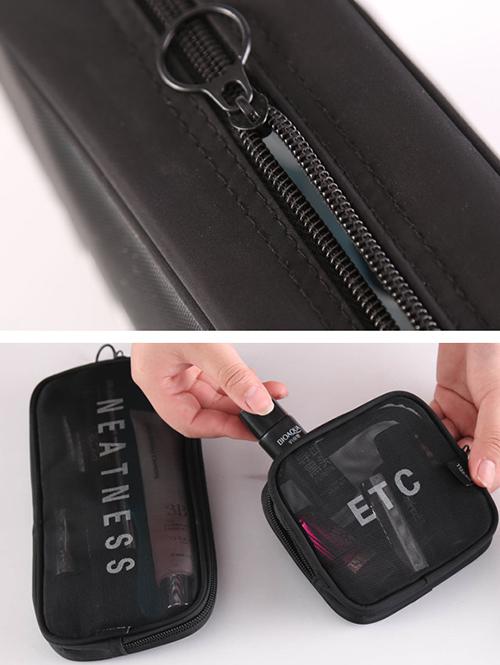 3Pcs Semi-transparent Portable Travel High Capacity Waterproof Make-up Storage Bags