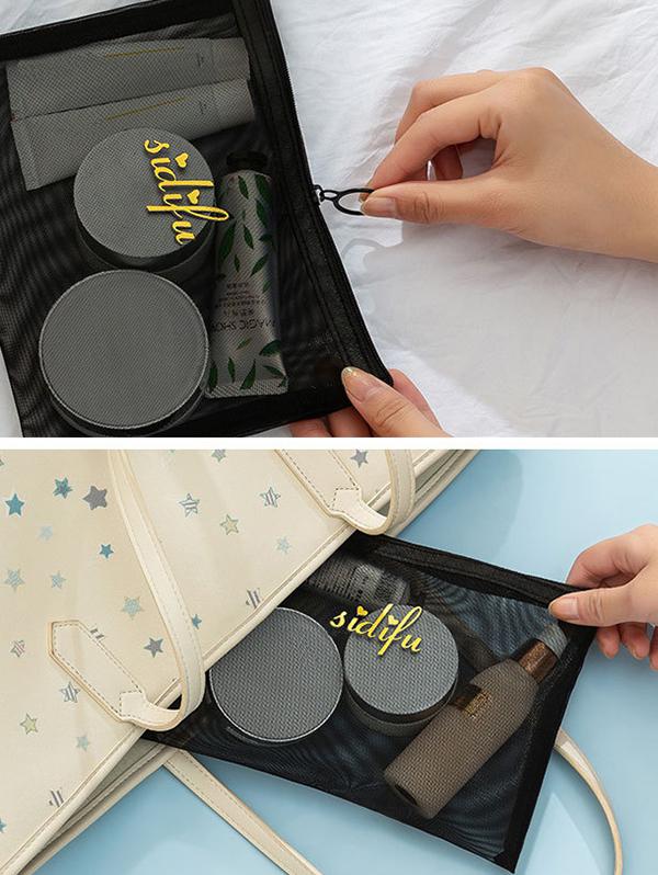 3Pcs High Capacity Portable Travel Mesh Cosmetic Storage Bags