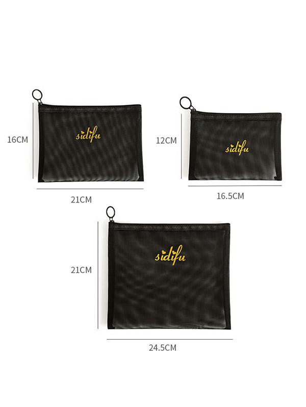 3Pcs High Capacity Portable Travel Mesh Cosmetic Storage Bags