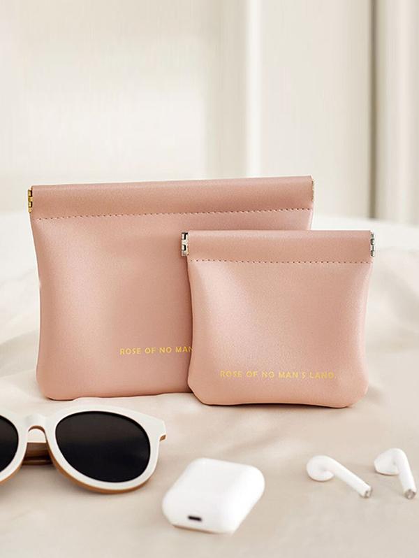 2Pcs Travel Opening and Closing Coin Purse Card Holder Headphone Pouch Power Charger Automatic Closure Cosmetic Bag