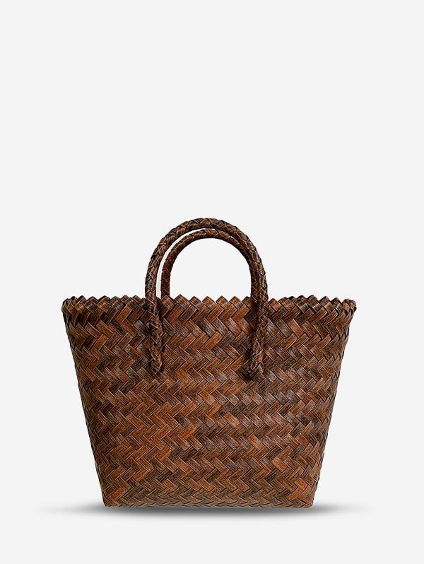 Women's Beach Vacation Outdoor Picnics Pendant Decor Woven Design Basket Tote Bag