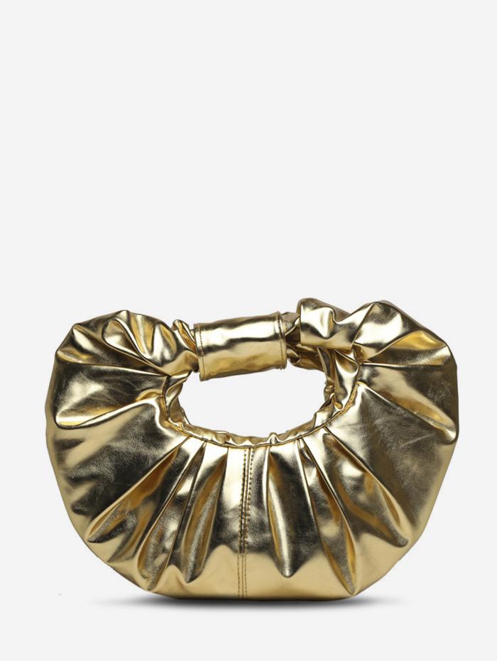 Women's Metallic Color Pleated Party Clutch Bag