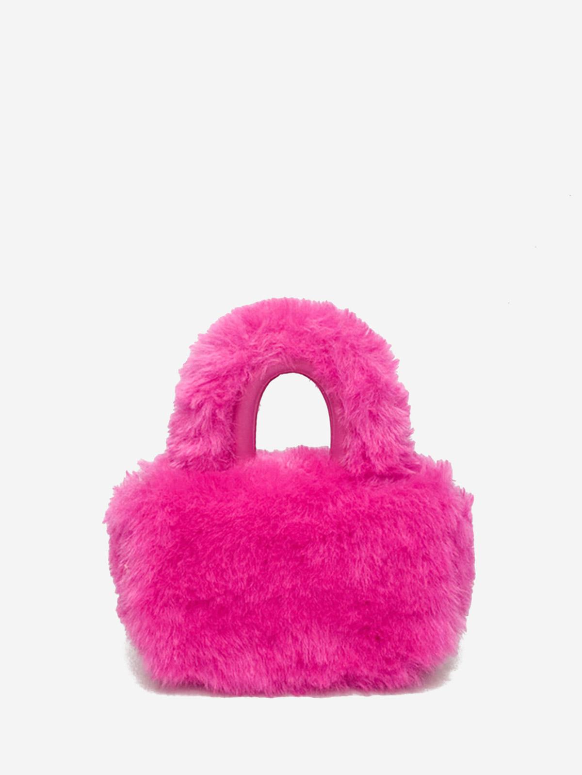 Women's Winter Fluffy Faux Fur Solid Color Date Night Crossbody Tote Bag