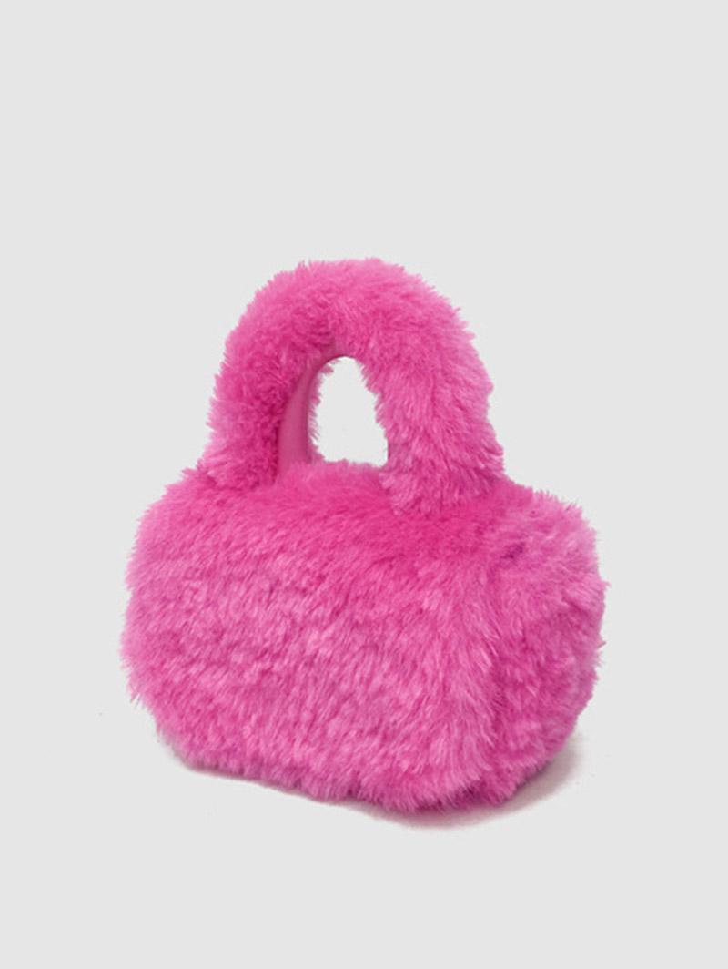 Women's Winter Fluffy Faux Fur Solid Color Date Night Crossbody Tote Bag