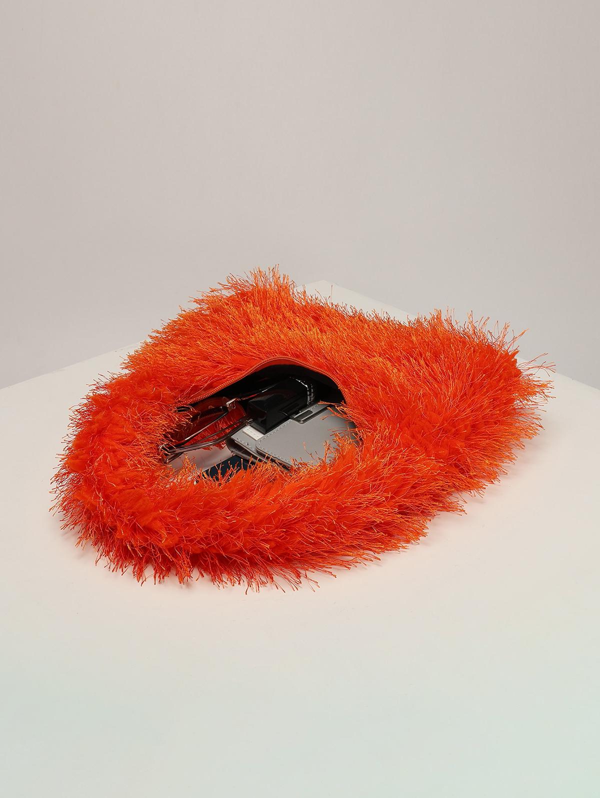 Women's Winter Fashion Fluffy Faux Fur Solid Color Tote Bag