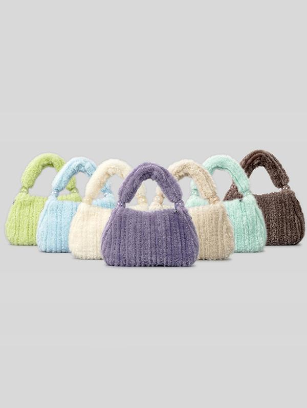 Women's Winter Solid Color Fluffy Faux Fur Tote Bag