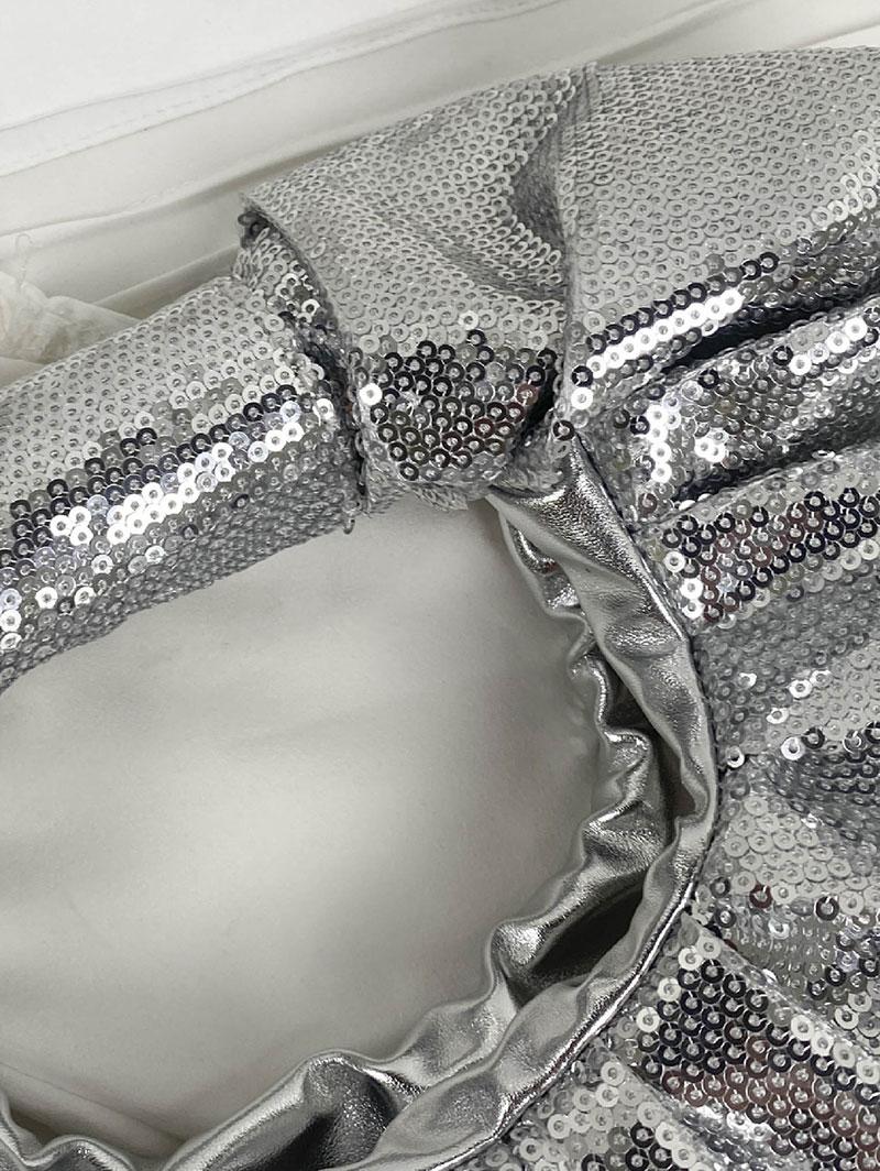 Women's Fashion Streetwear Party Metallic Shimmery Shine Color Sequined Ruched Design Tote Clutches Bag