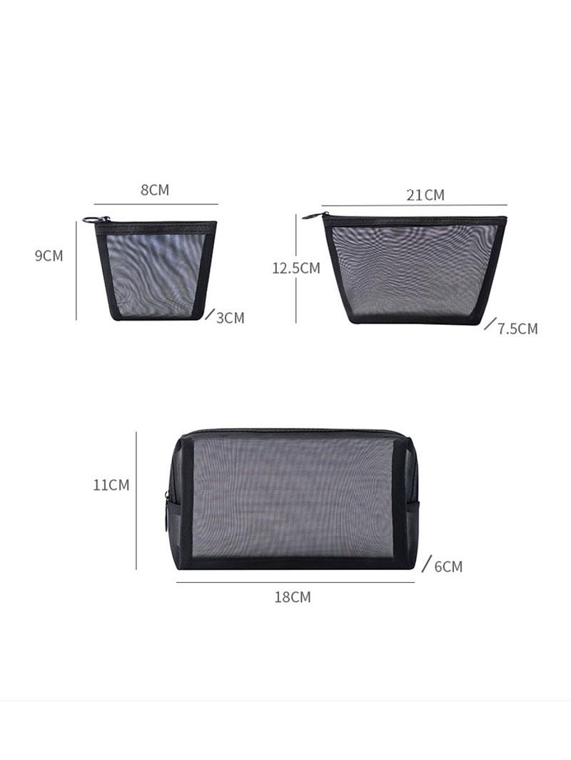 Women's 3Pcs Fashion Daily Travel Swimming Sheer Mesh Storage Makeup Cosmetic Wash Toiletry Bag