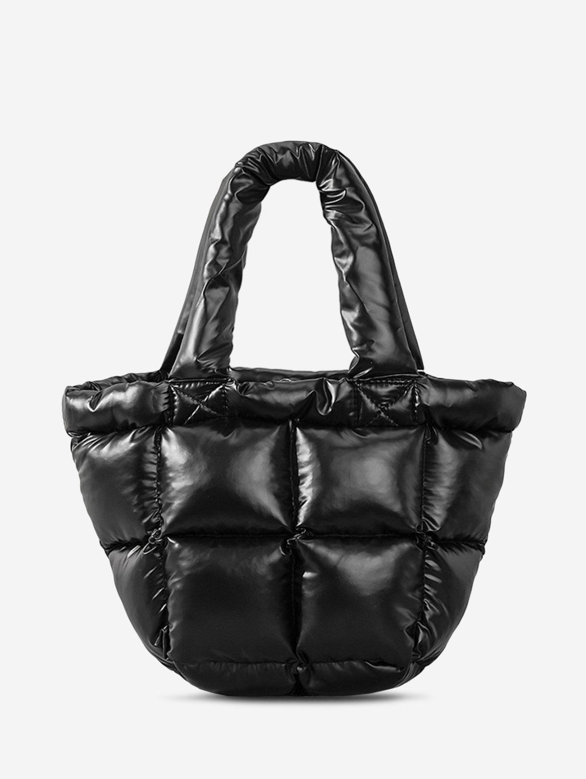 Women's Fashion Daily Streetwear Metallic Solid Color Down Padded Quilted Puffer Design Shoulder Tote Bag