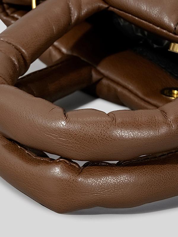 Women's Winter Solid Color Padded Down Puffer PU Leather Tote Bag