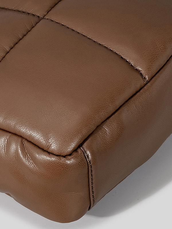 Women's Winter Solid Color Padded Down Puffer PU Leather Tote Bag