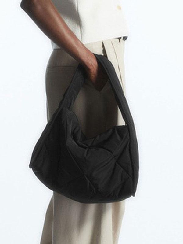 Women's Simple Style Solid Color Argyle Quilted High Capacity Tote Bag