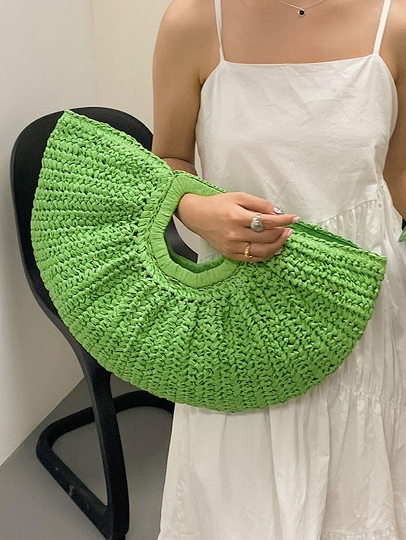 Women's Beach Vacation Casual Daily Solid Color Half Moon Straw Handbag