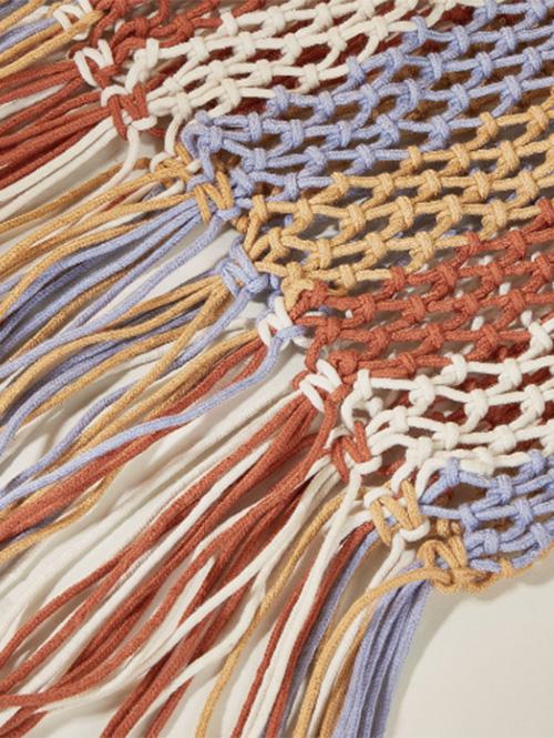 Ethnic Style Hollow Out Braided Tassel Design Beach Tote Bag