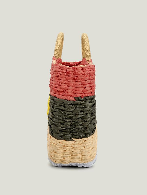 Colorblock Straw Braided Beach Boho Tote Bag