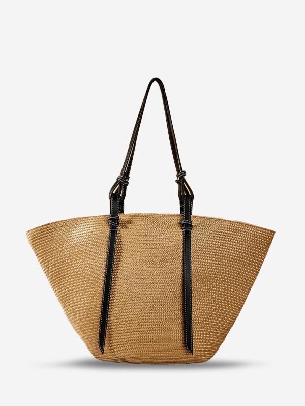 Vacation Beach Large Capacity Straw Raffia Shoulder Tote Bag