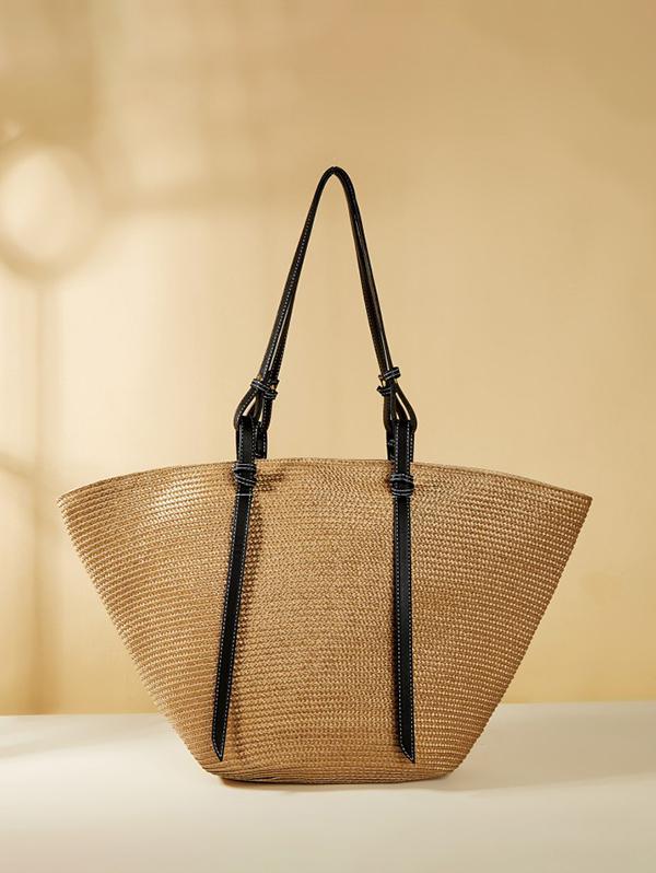 Vacation Beach Large Capacity Straw Raffia Shoulder Tote Bag
