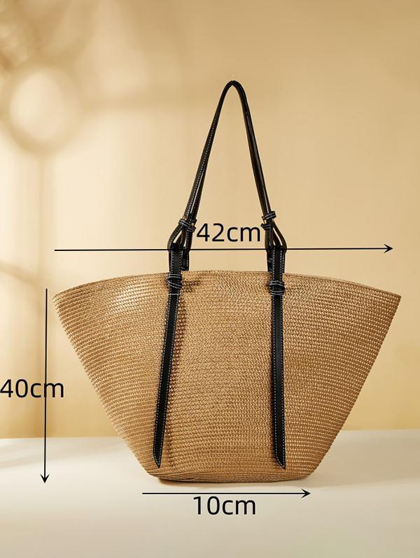 Vacation Beach Large Capacity Straw Raffia Shoulder Tote Bag