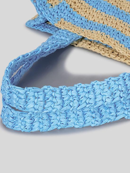 Women's Colorblock PARIS LONDON Letter Embroidered Raffia Straw Braided Beach Vacation Summer Tote Bag