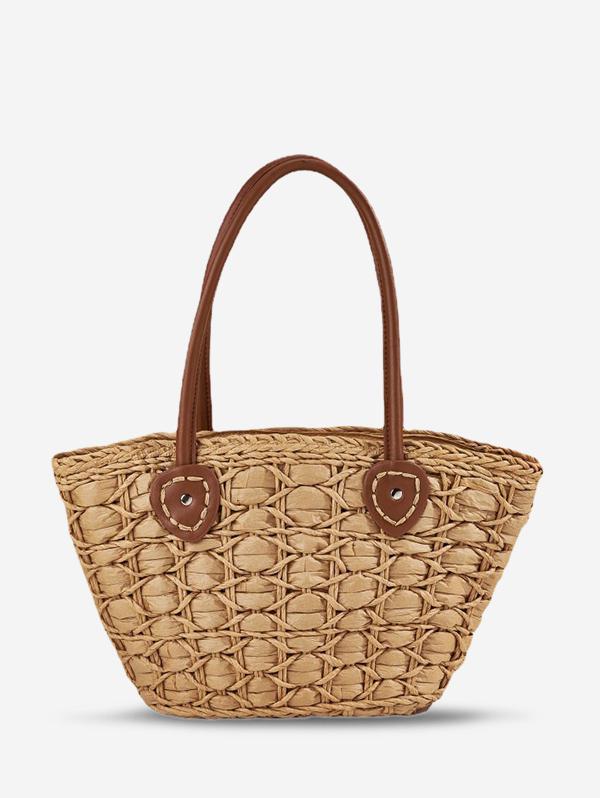Large Capacity Beach Vacation Straw Raffia Tote Bag