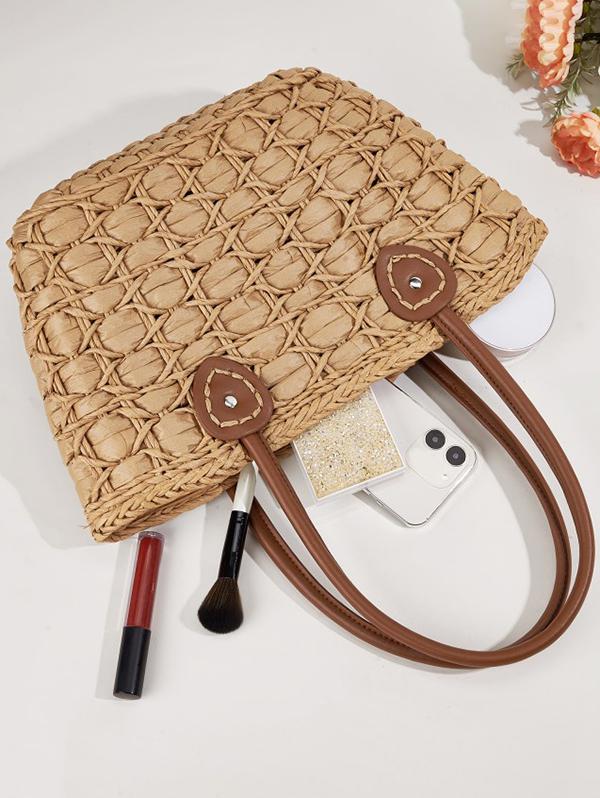 Large Capacity Beach Vacation Straw Raffia Tote Bag