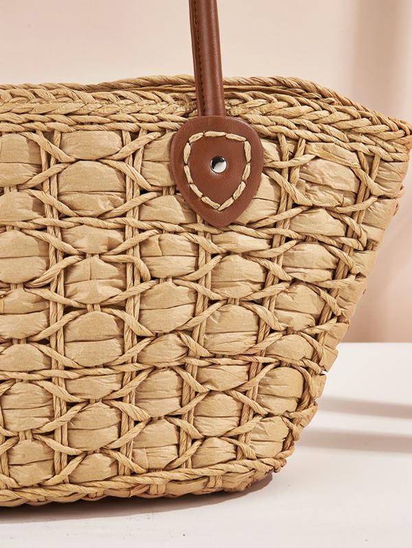 Large Capacity Beach Vacation Straw Raffia Tote Bag